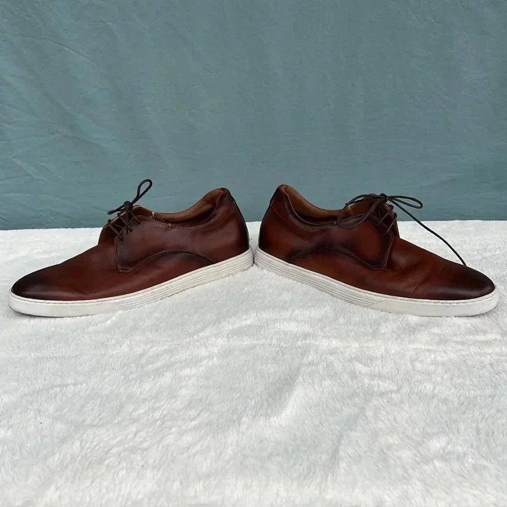 EUC Bruno Magli Men's Colina Derby Oxfords Cognac Brown Size 9 Comfort Luxury